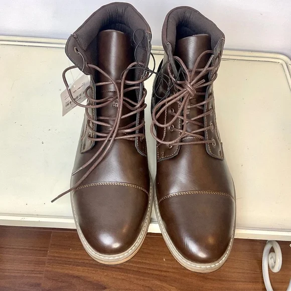 JF J. Ferrar Riverside Brown Comfort Moto Combat Ankle Lace-Up Boot Men's sz 13M - Picture 2 of 13